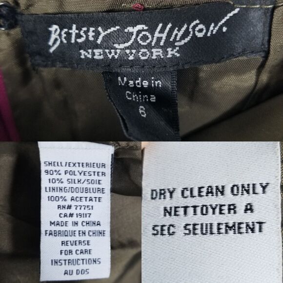 Betsey Johnson New York Rare Purple Satin Midi Butterfly Y2K Sheath Dress Size 6 - Picture 14 of 16